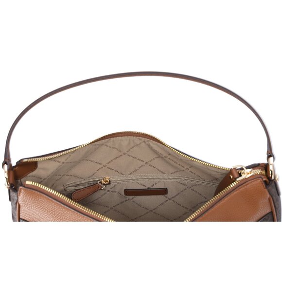 MIchael Kors Dover Large Half Moon Shoulder Bag Hobo Brown MK Signature - Picture 6 of 6